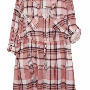 Torrid Blush Plaid Zip-Front Tunic Dress - Size 1